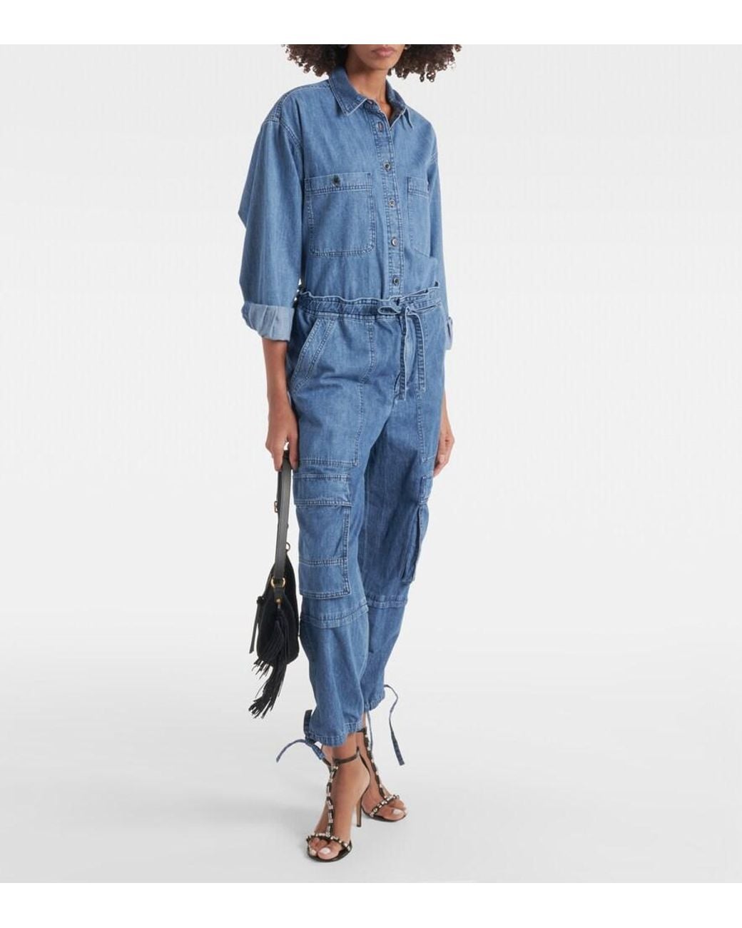 Isabel Marant Blue Ivy Mid-Rise Denim Cargo Pants