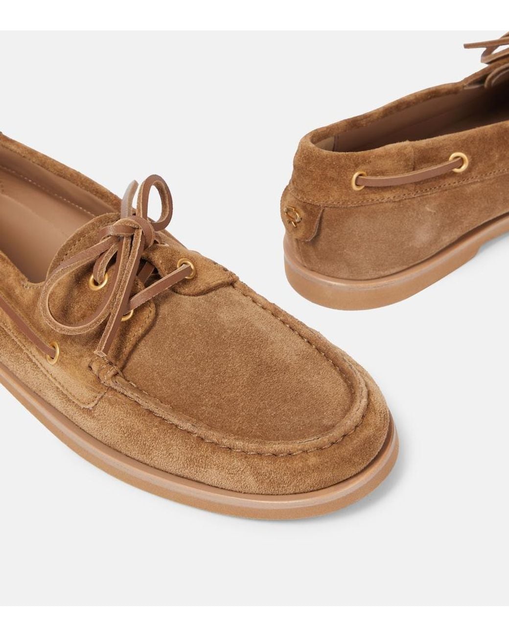 Gianvito Rossi Brown Vandee Suede Boat Shoes