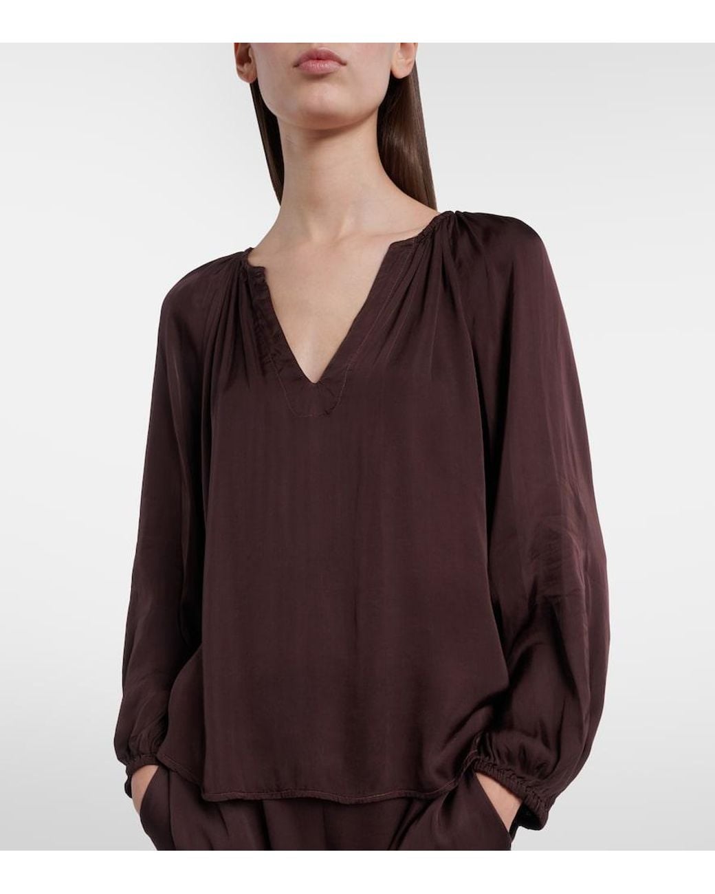 Velvet Brown Lyla Satin Blouse