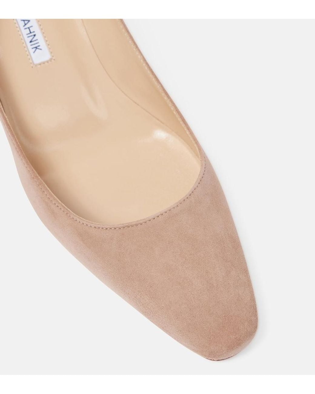 Manolo Blahnik Natural Okkatopla Suede Pumps