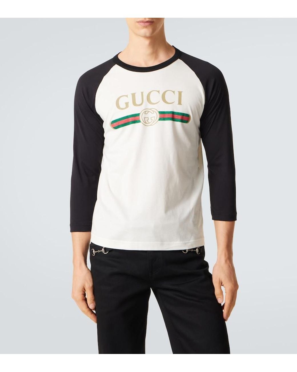 Gucci Black Logo Cotton And Silk Jersey T-Shirt for men