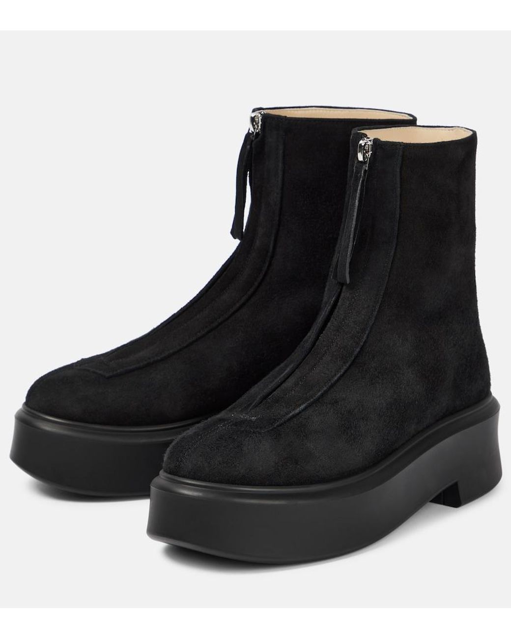 Bottines Zipped En Daim The Row en coloris Black