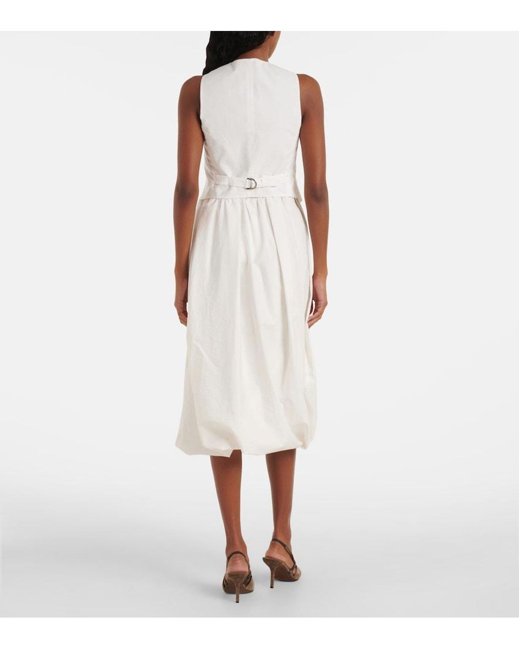 Brunello Cucinelli White Monili Applique Cotton-Blend Poplin Vest