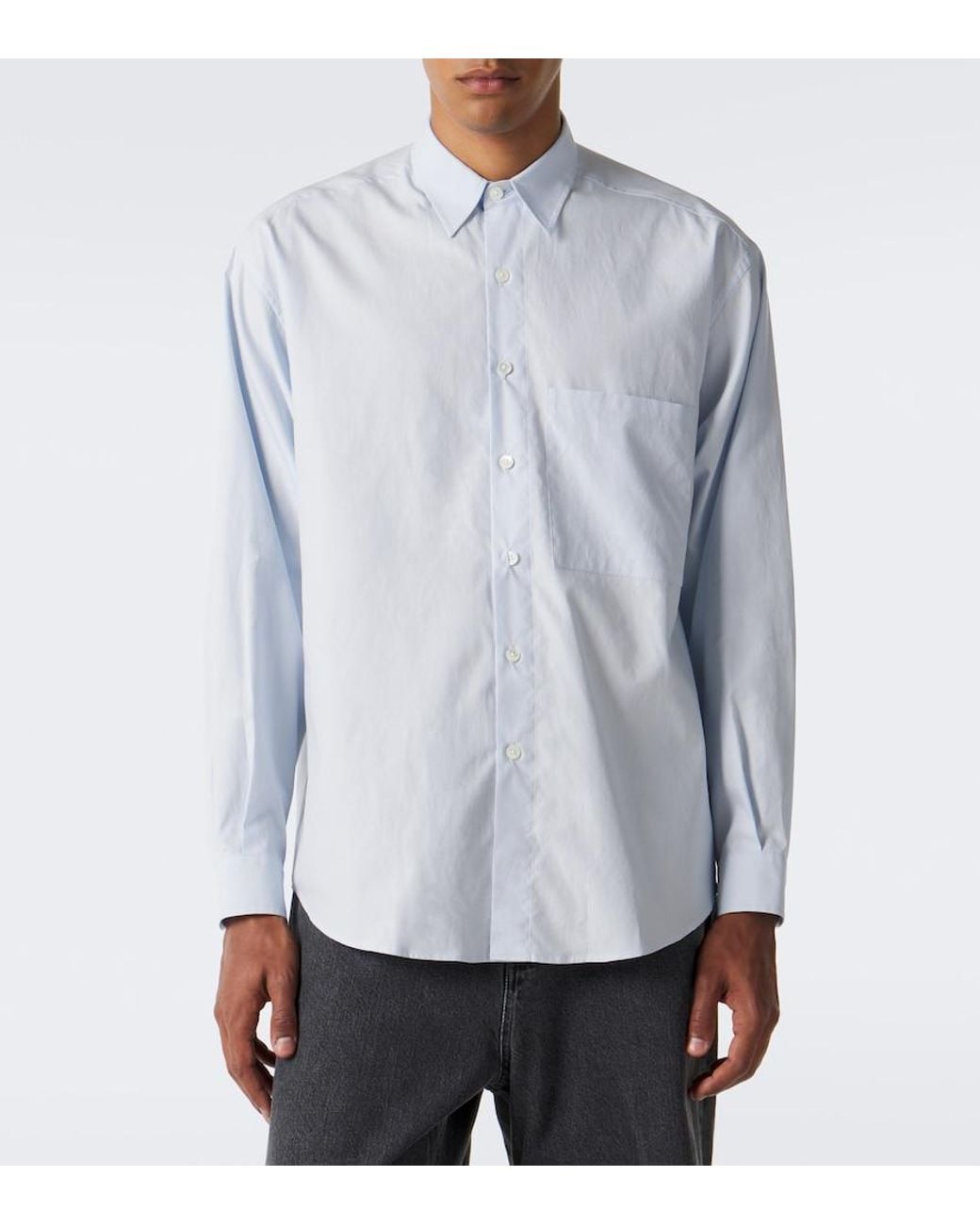 Auralee Blue Cotton Twill Shirt for men