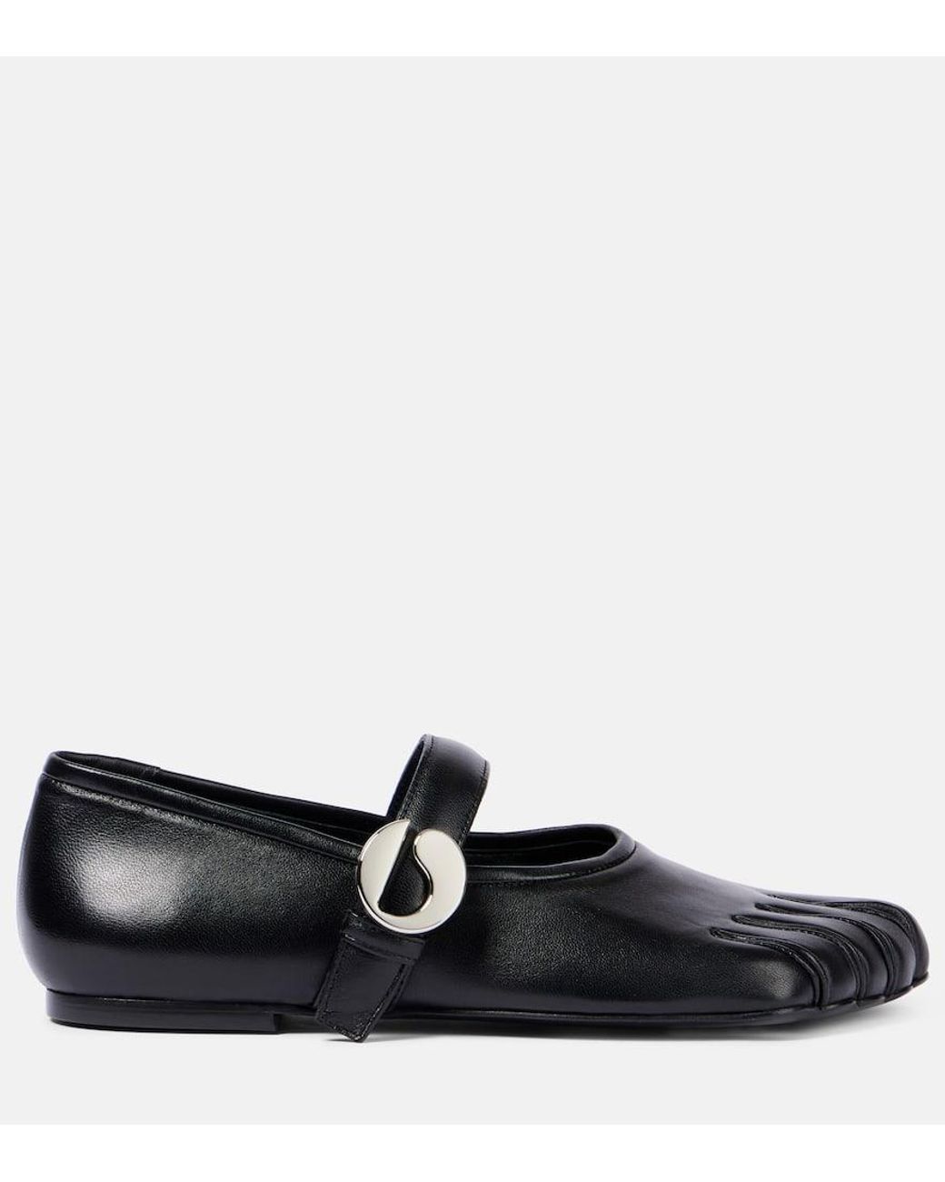 Coperni Black Leather Mary Jane Flats