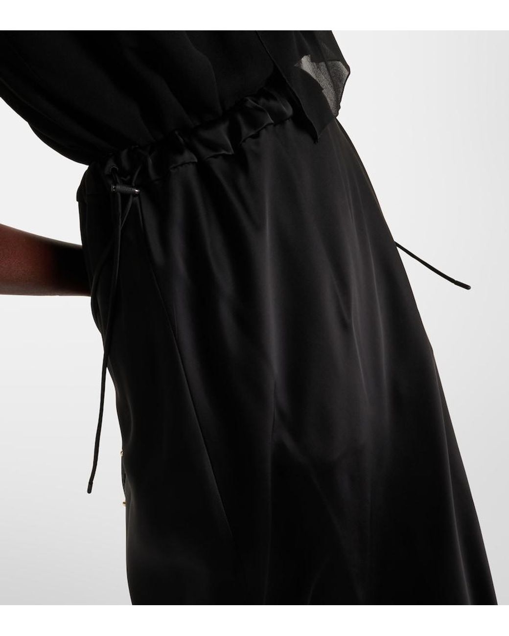 Max Mara Black Editore Satin Midi Skirt