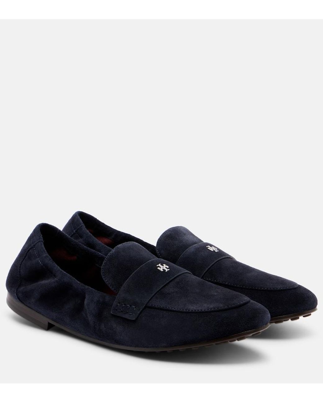 Tory Burch Blue Logo Suede Loafers