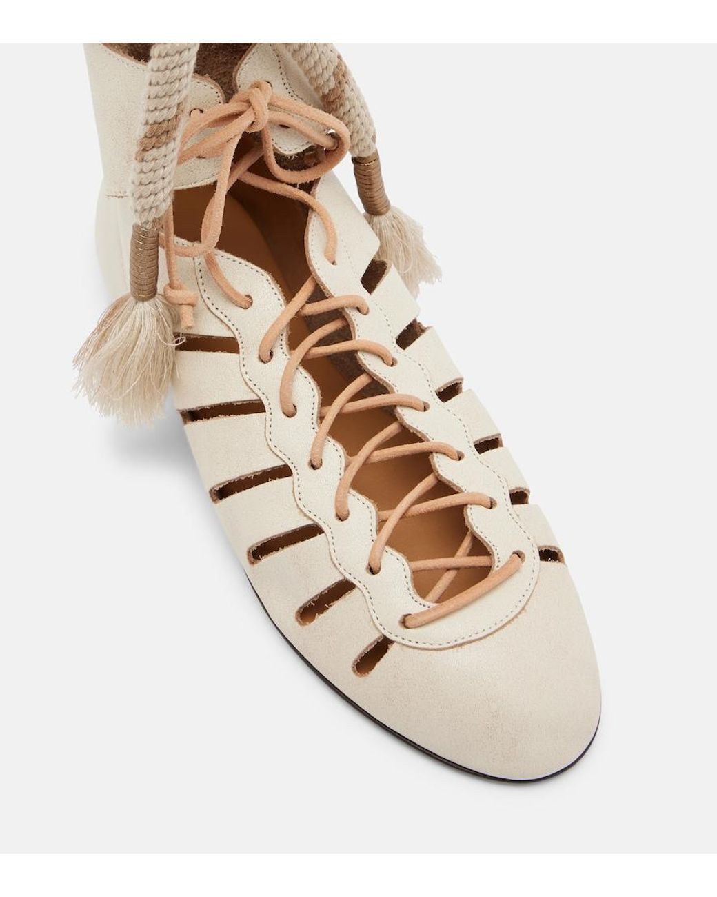 Isabel Marant Natural Liade Leather Lace-Up Ankle Boots