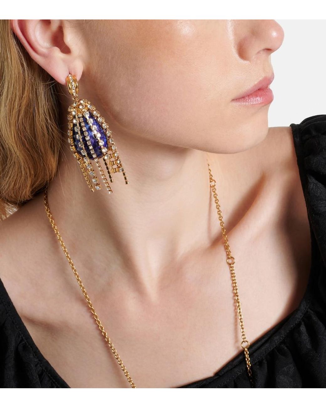 Chloé Metallic Crystal-Embellished Drop Earrings