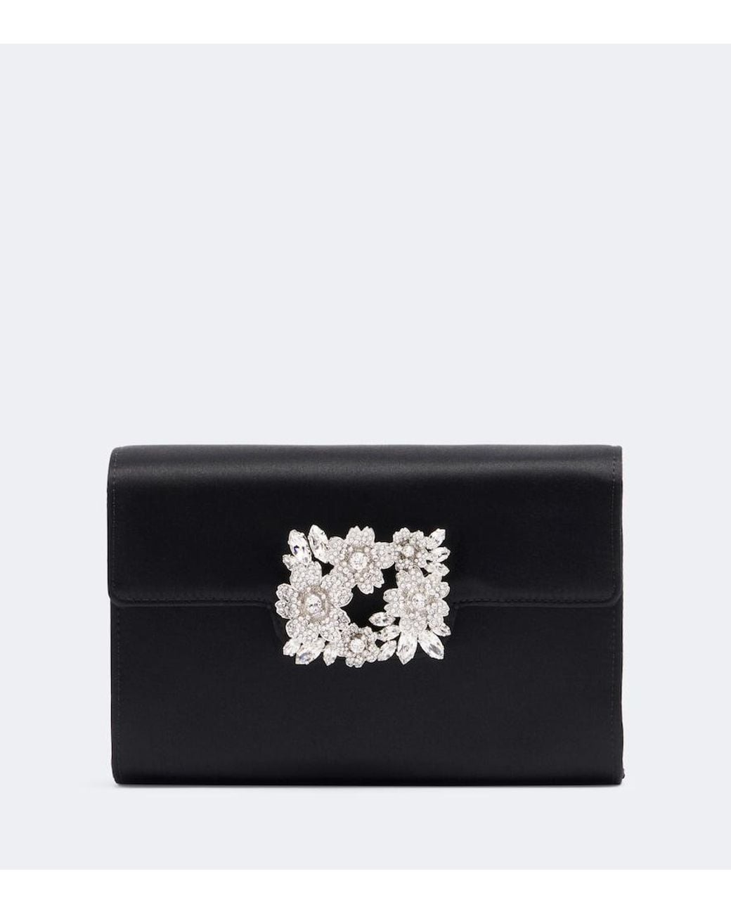 Roger Vivier Black Efflorescence Mini Embellished Satin Clutch