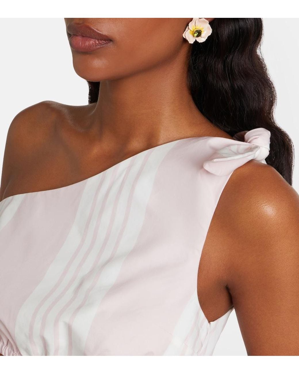 Posse Pink Rosie Asymmetric Striped Cotton Crop Top