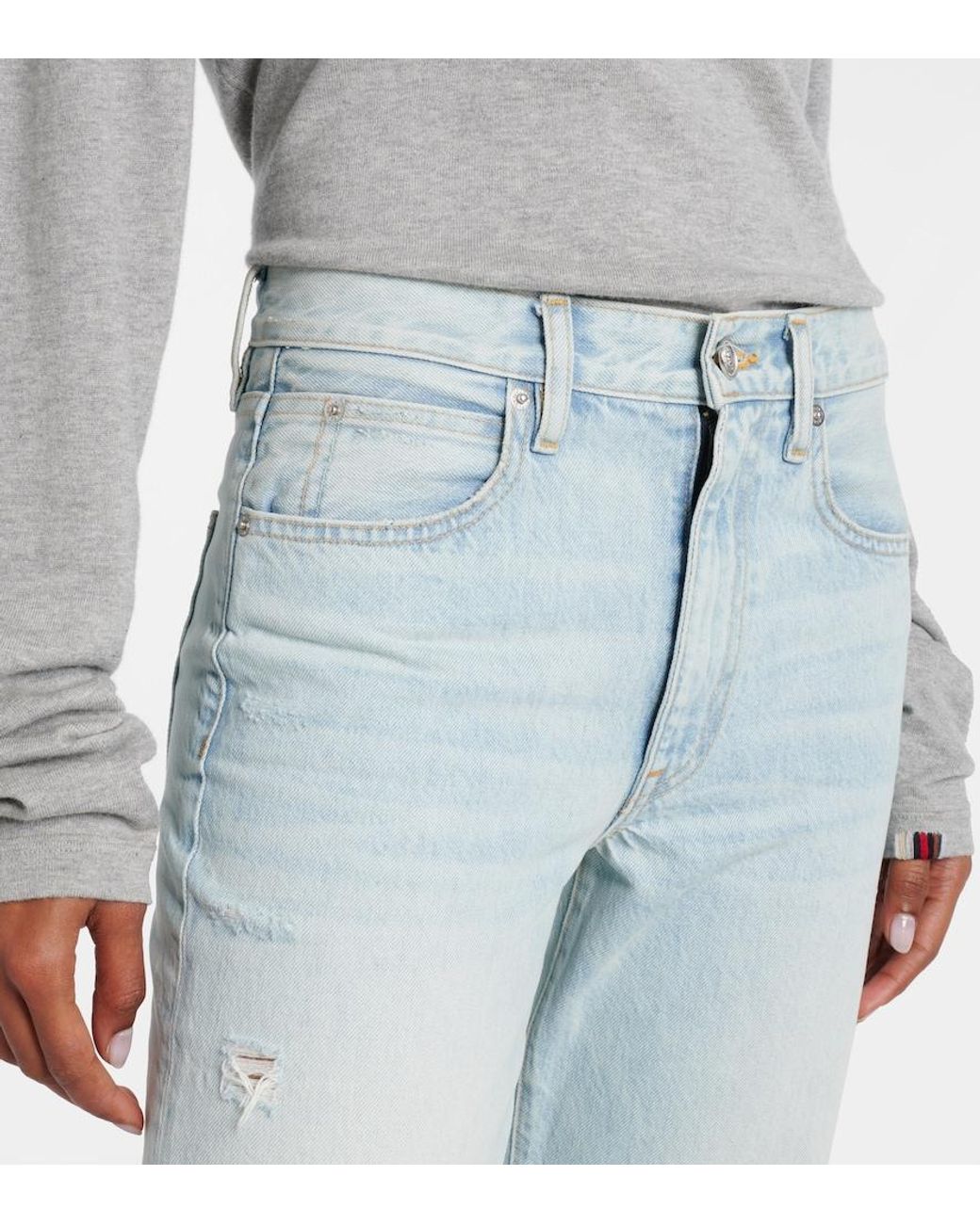 SLVRLAKE Denim Blue London High-Rise Straight Jeans