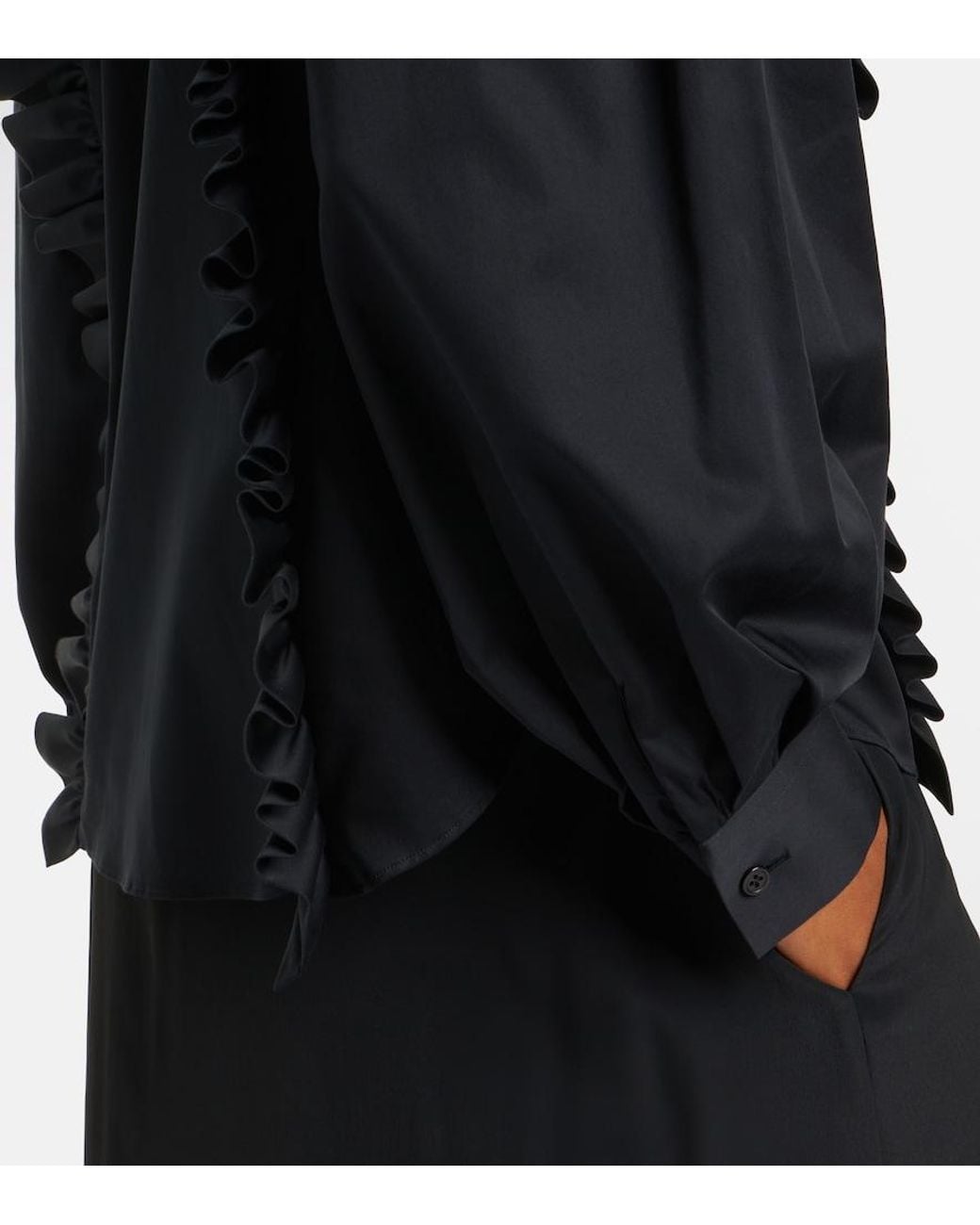 Noir Kei Ninomiya Blue Ruffled Cotton Shirt
