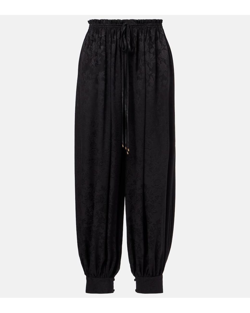 Chloé Black Silk Jacquard Wide-Leg Pants