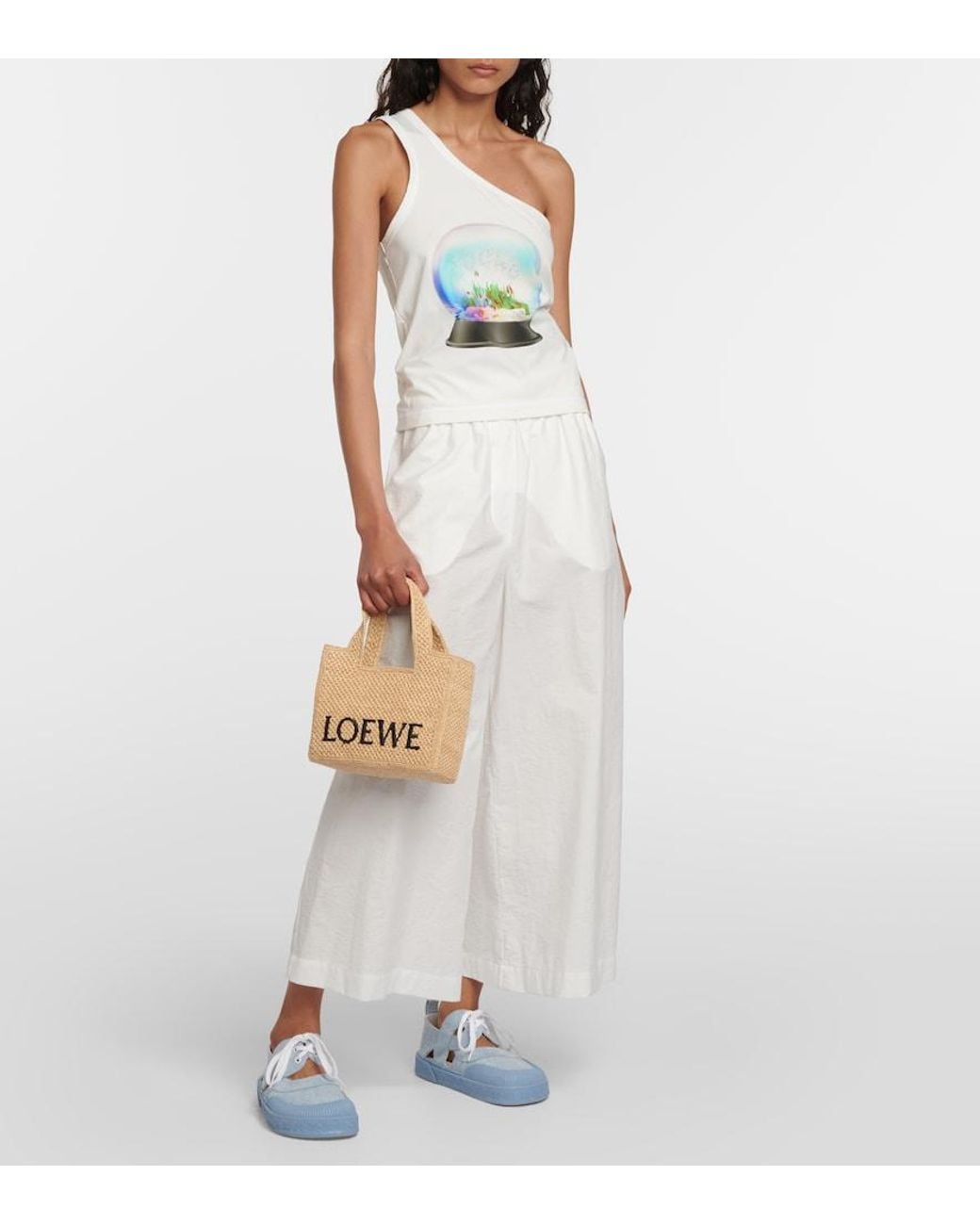 Loewe Metallic Paula's Ibiza Logo Raffia Top-Handle Bag