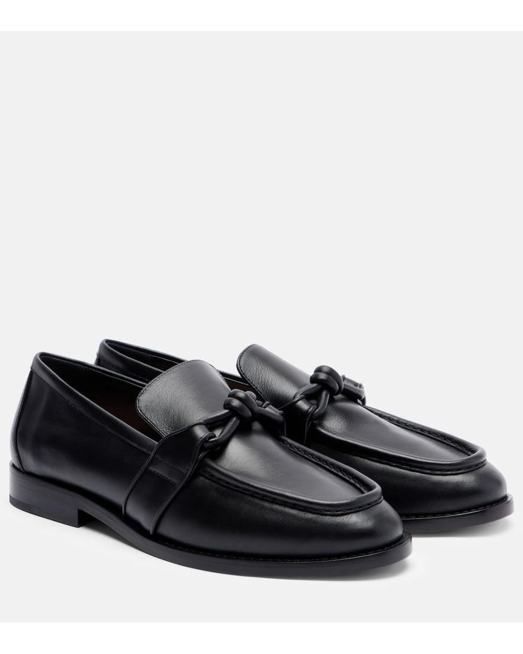 Bottega Veneta Black Astaire Knotted Leather Loafers