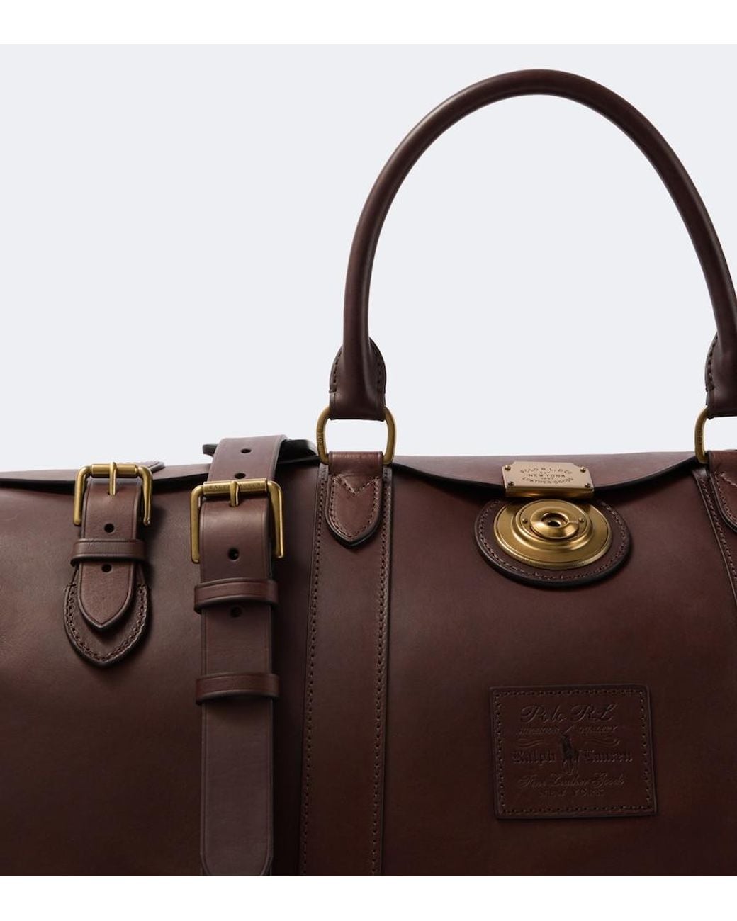 Polo Ralph Lauren Brown Heritage Lock Large Leather Duffel Bag for men