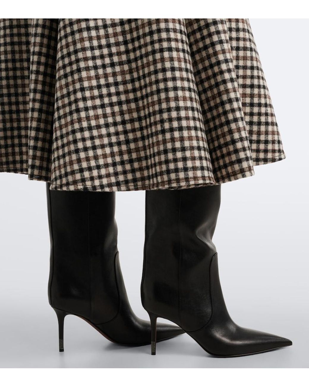 Brunello Cucinelli Black Monili Leather Knee-High Boots