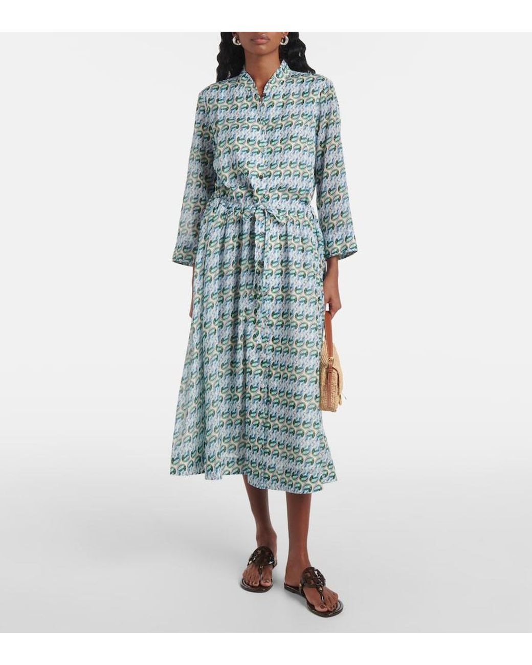 Tory Burch Green Printed Shirtdress
