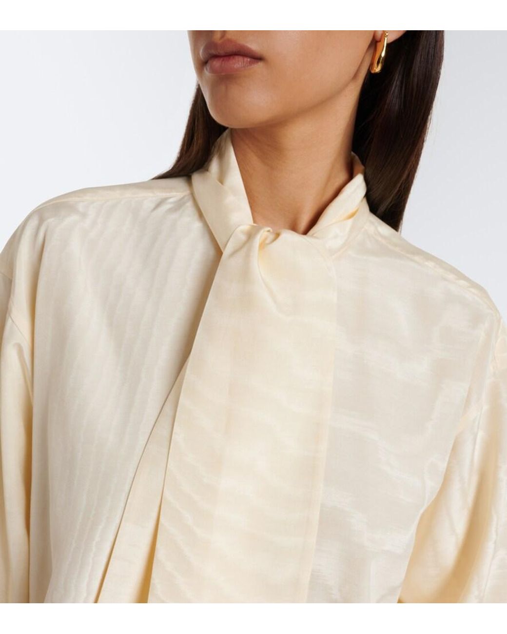 Stella McCartney White Tie-Neck Moire Blouse