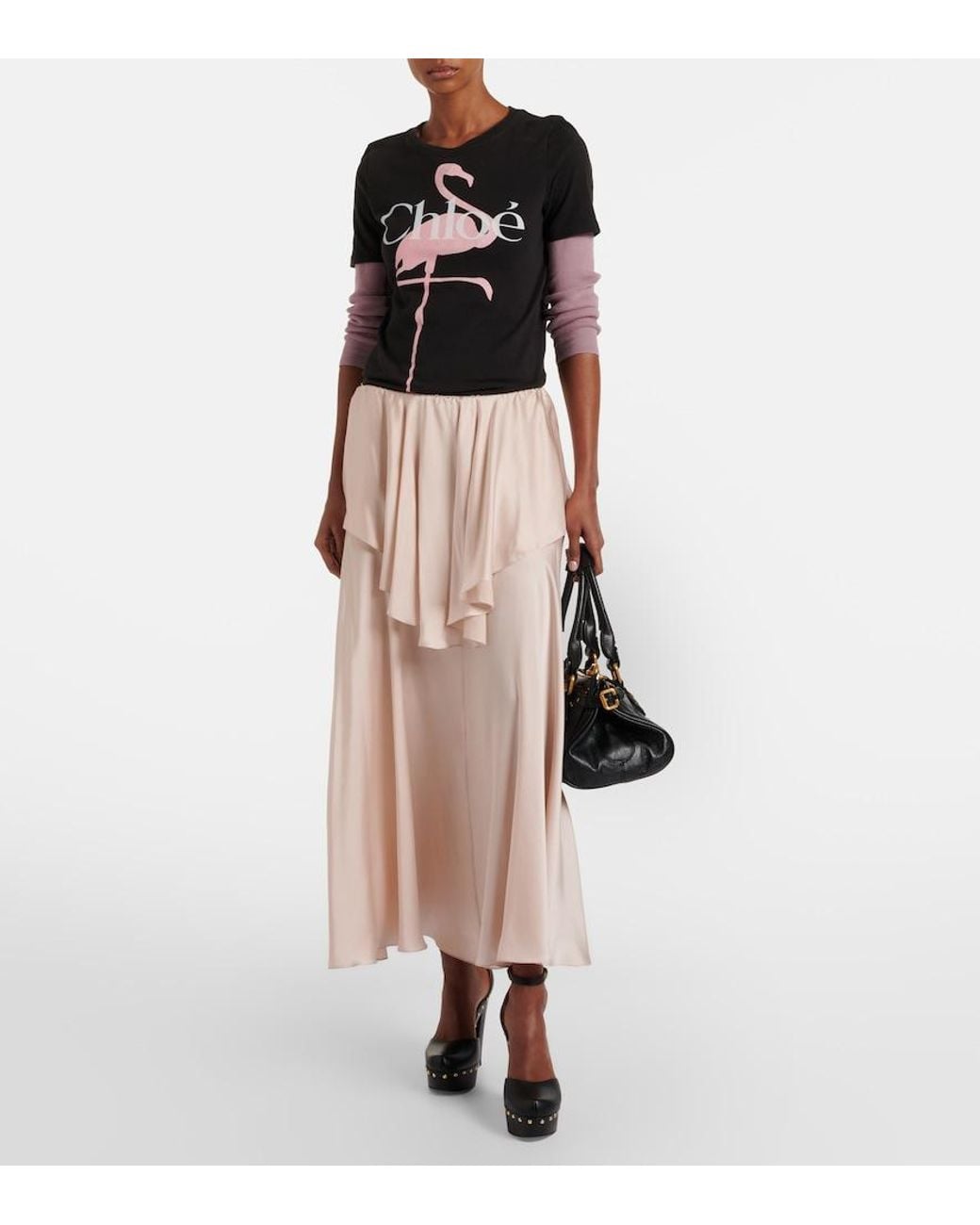 Chloé Pink Ribbed-Knit Cotton Henley Shirt