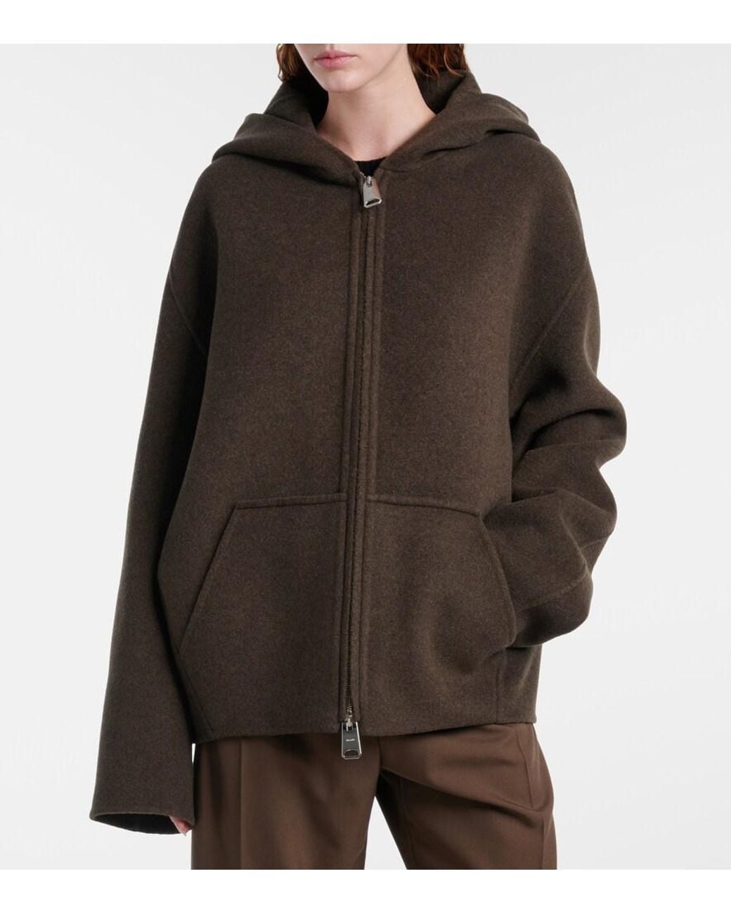 Khaite Brown Dolem Hooded Oversized Wool Jacket