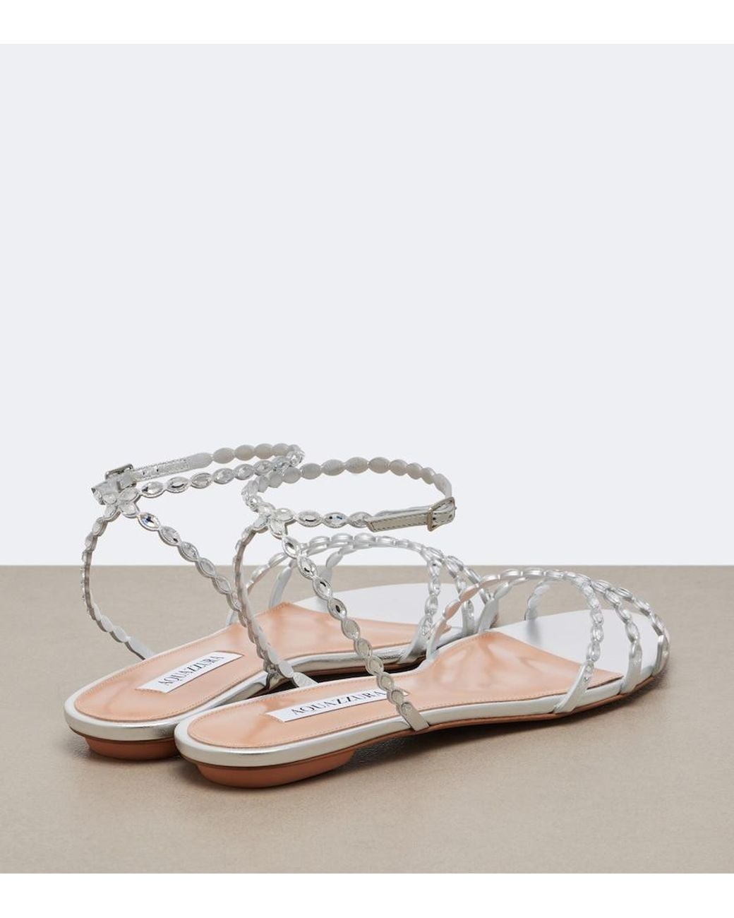 Aquazzura White Love Struck Embellished Leather Sandals