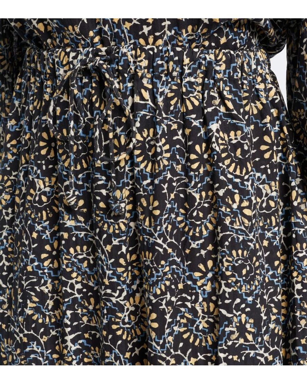Ulla Johnson Gray Olina Printed Tiered Cotton-Blend Midi Skirt