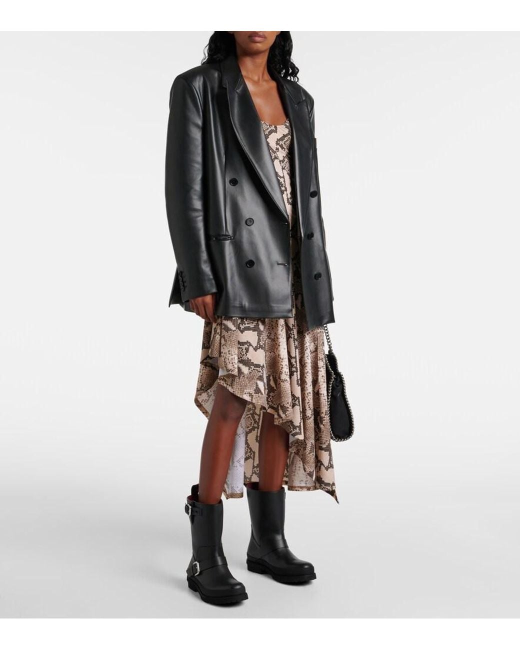 Stella McCartney Black Trace Faux Leather Biker Boots