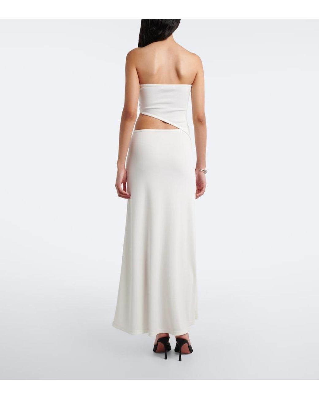 Christopher Esber White Embellished Cutout Jersey Maxi Dress