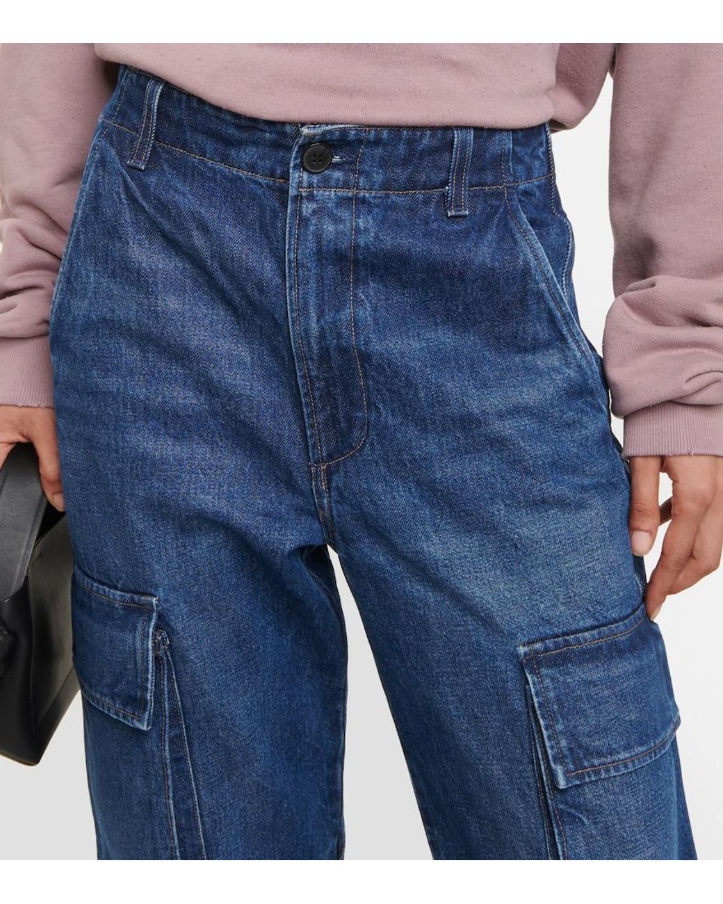 Citizens of Humanity Blue Delena Mid-Rise Wide-Leg Cargo Jeans