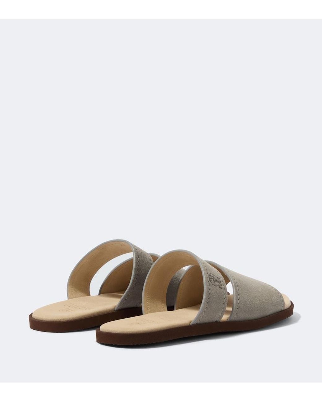 Brunello Cucinelli White Logo Suede Sandals for men