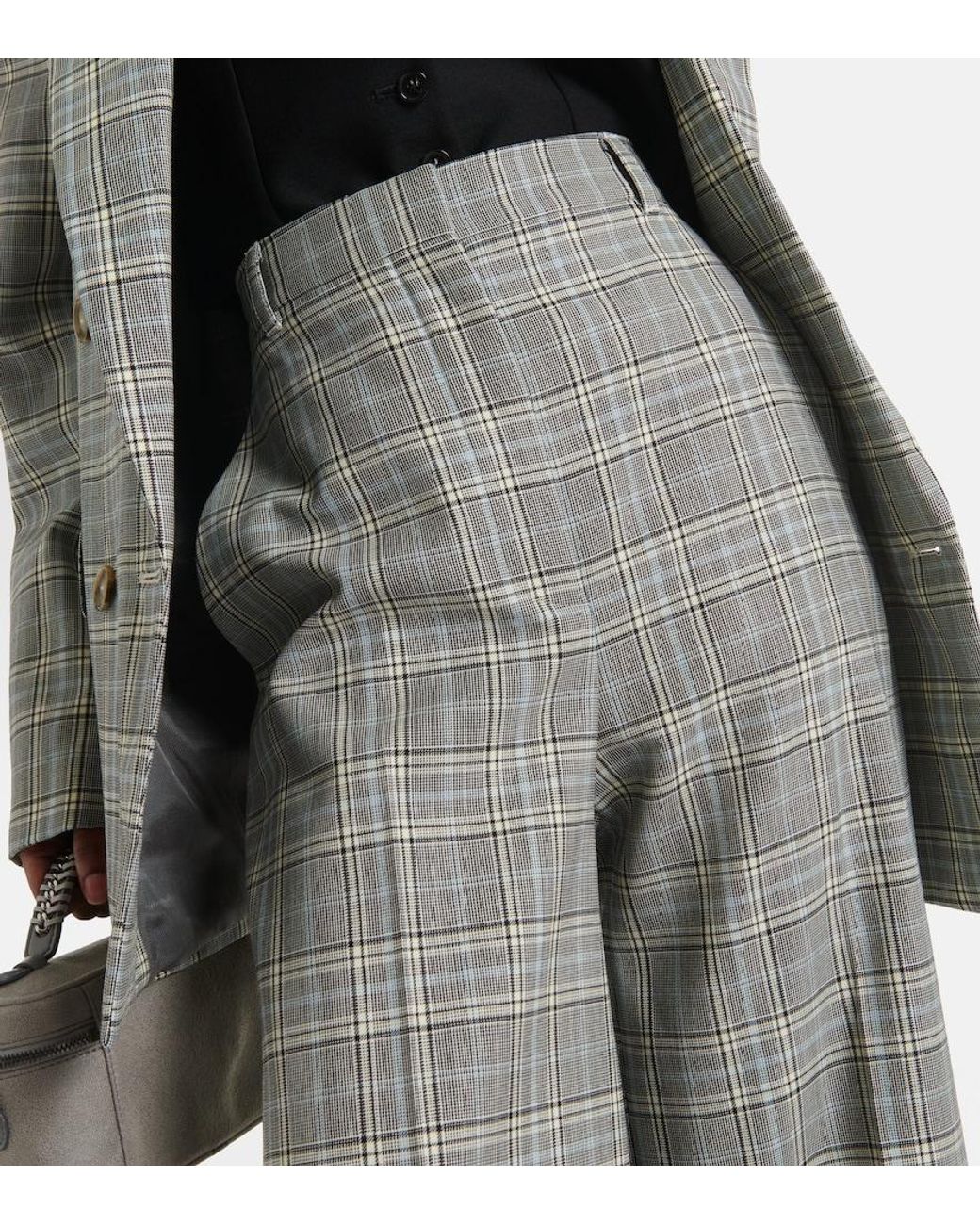Stella McCartney Gray Checked Wool Flared Pants