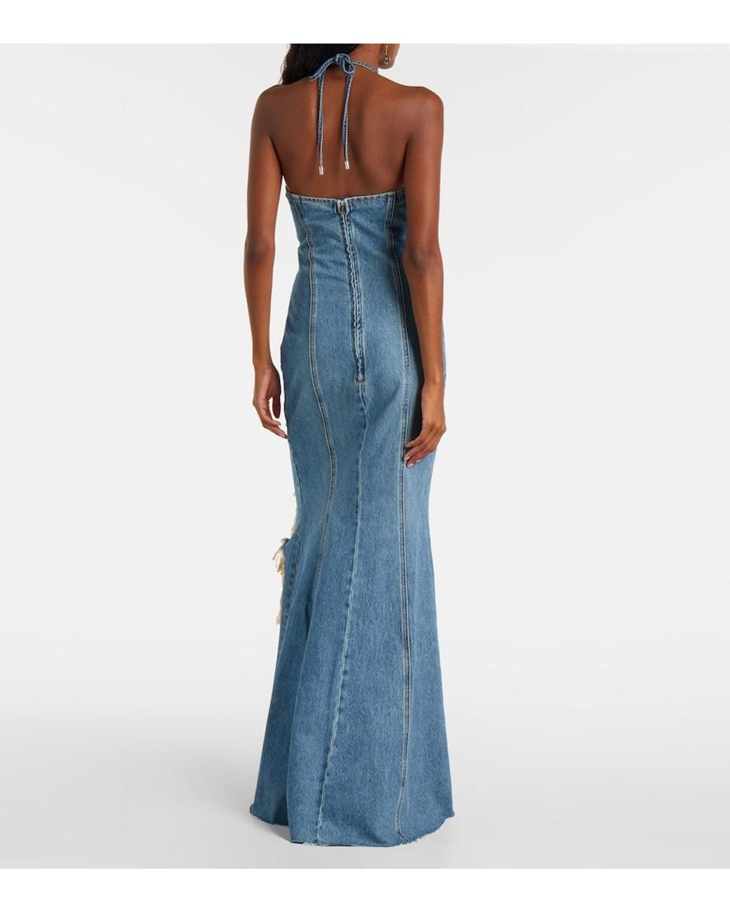 Blumarine Blue Denim Maxi Dress