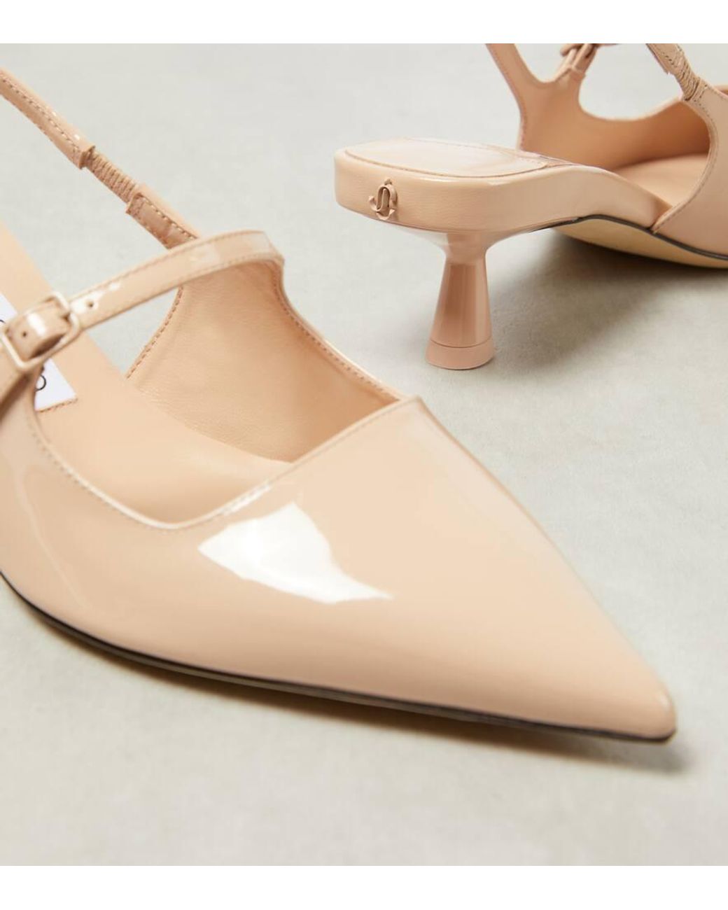 Jimmy Choo Didi 45 Patent Leather Slingback Pumps in Natural