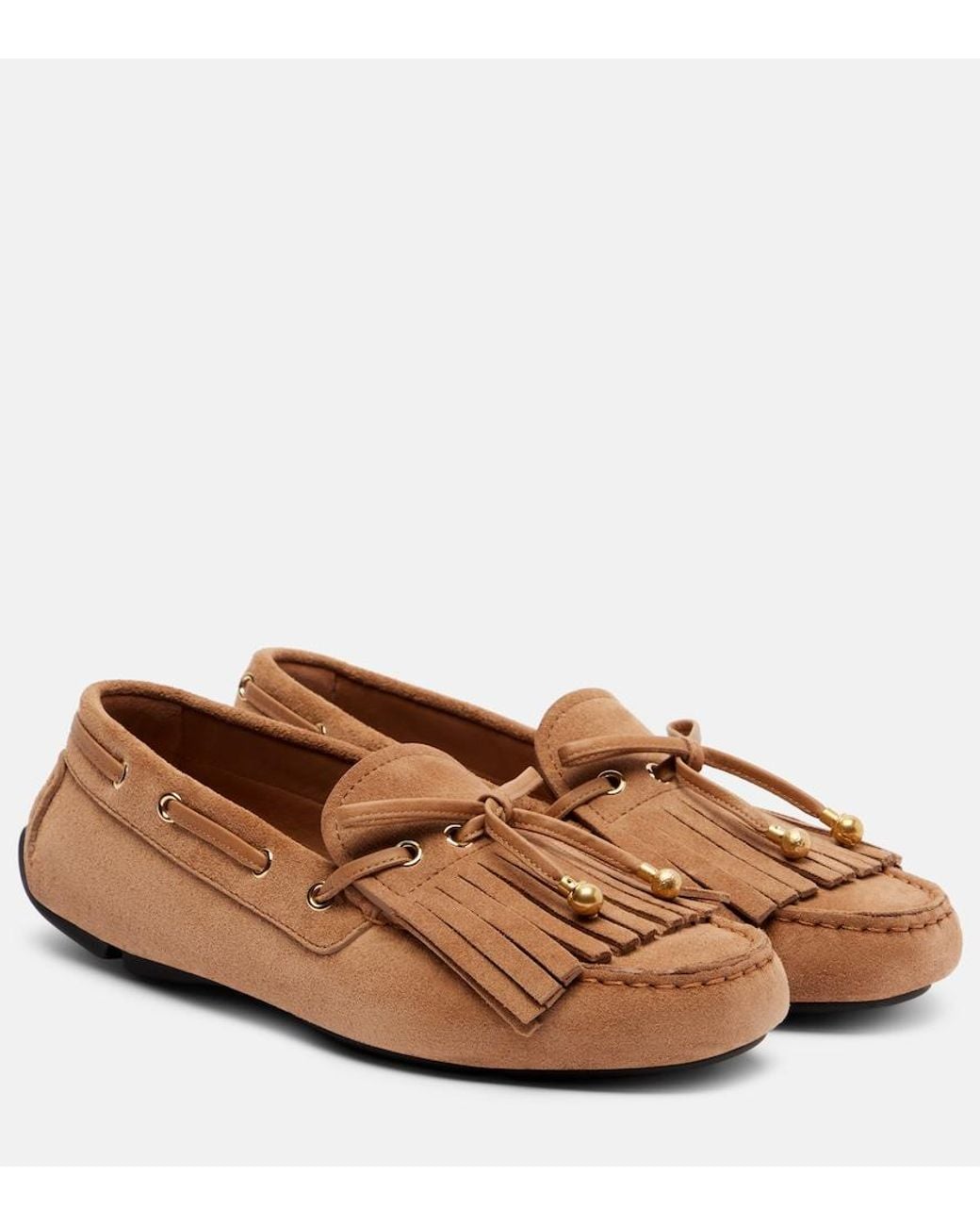 Jimmy Choo Brown Manon F Fringed Suede Boat Shoes