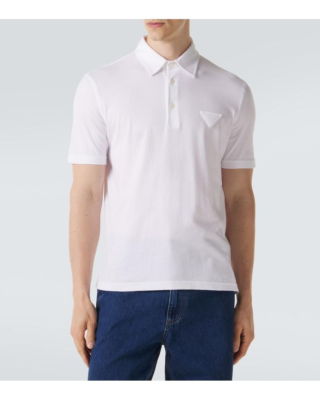 Prada White Cotton Polo Shirt for men