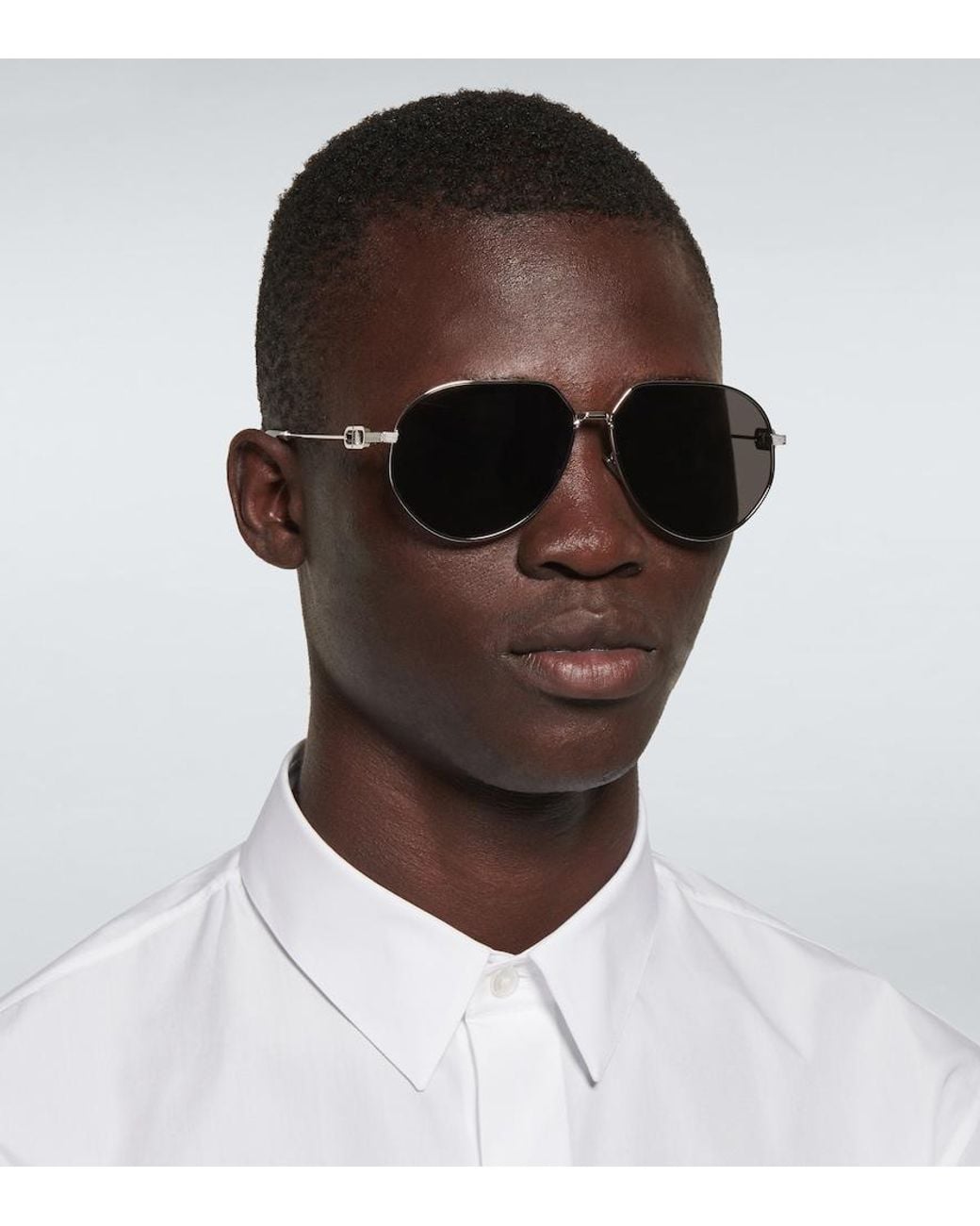 Dior Black Cd Link A1U Round-Frame-Tone Sunglasses for men