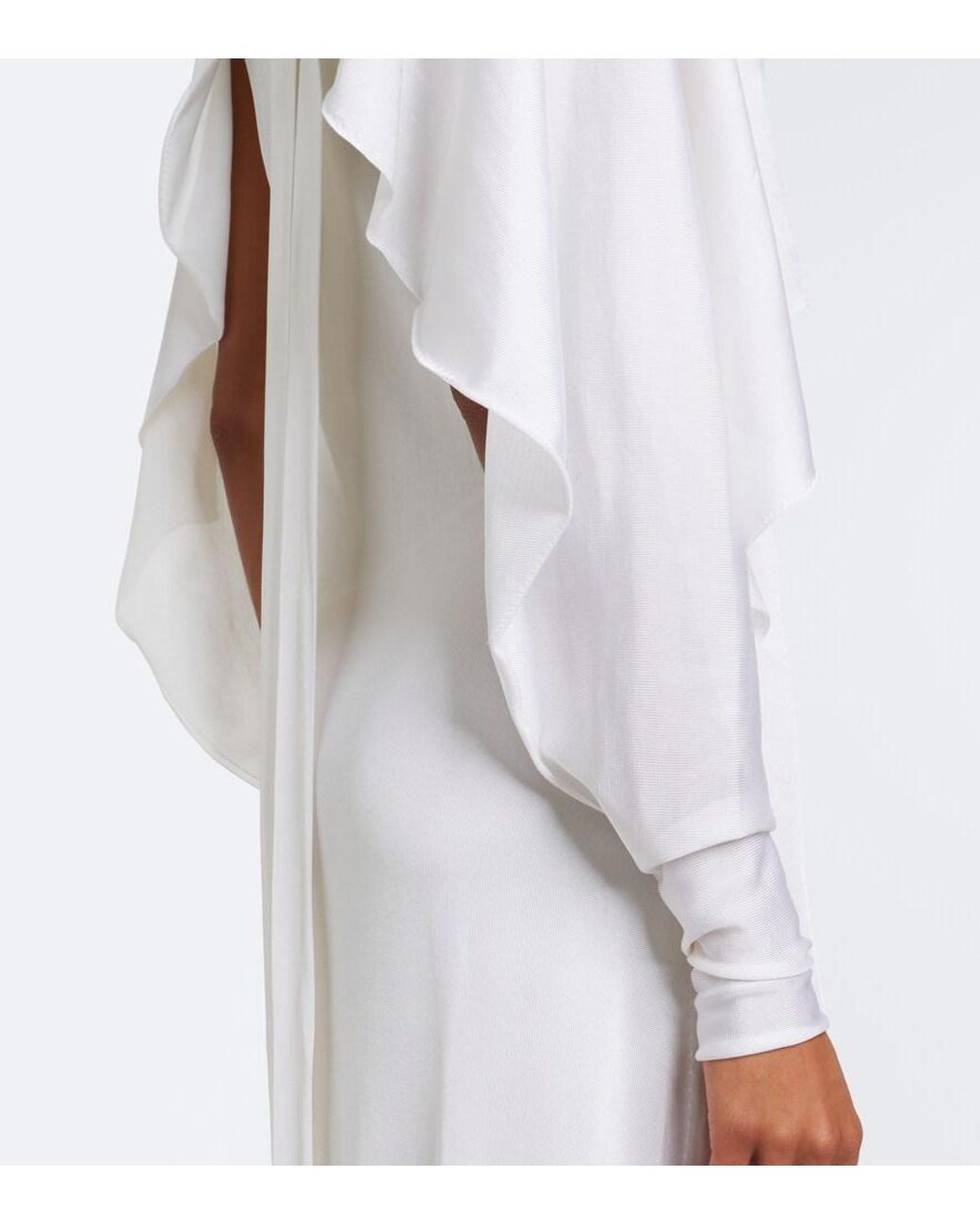 Fendi White Draped Caped Silk Gown
