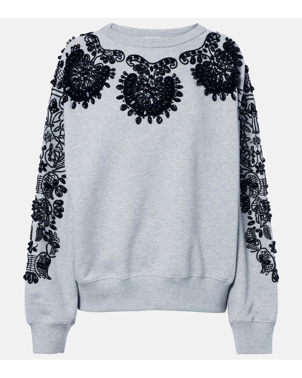 Dries Van Noten Blue Embellished Cotton Jersey Sweatshirt