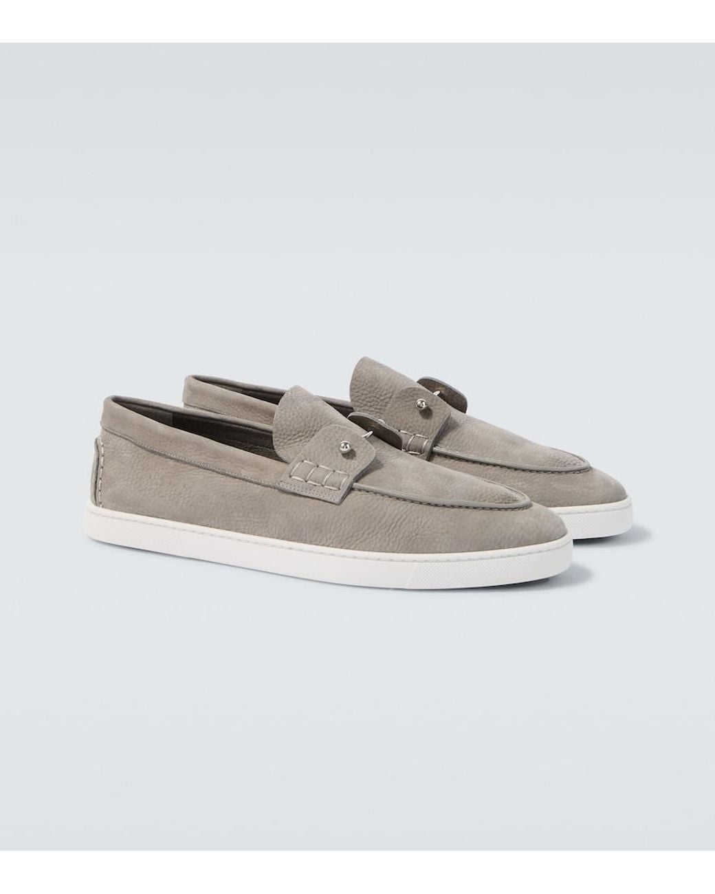 Christian Louboutin White Chambeliboat Leather Slip-On Shoes for men
