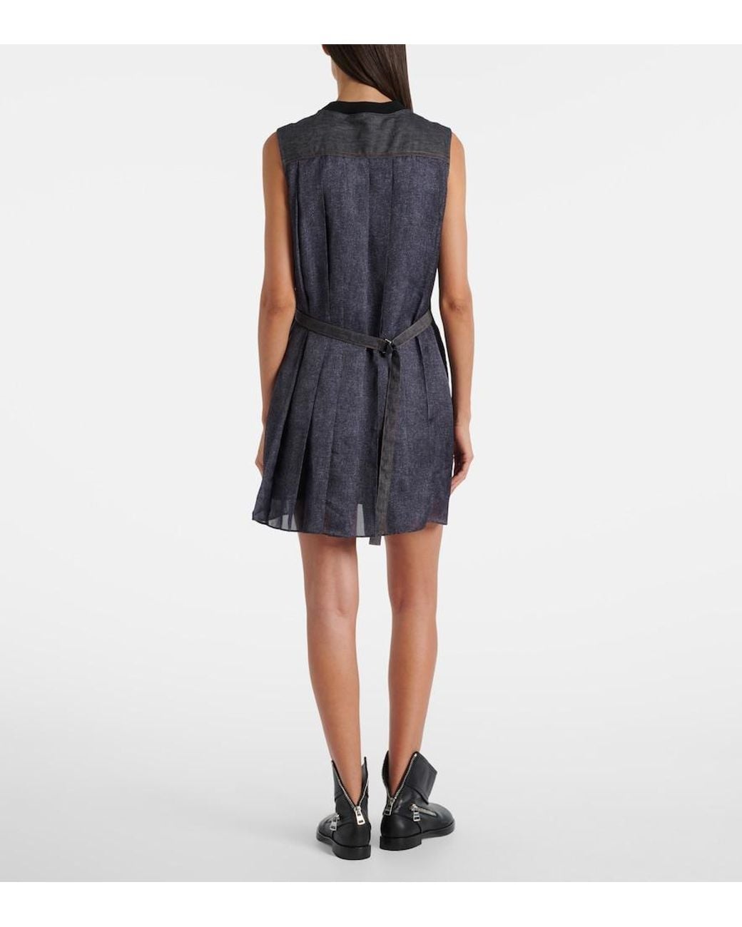 Sacai Black Knitted Cotton Minidress