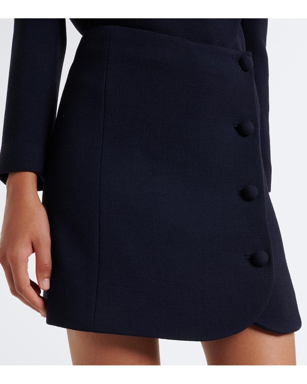 Valentino Garavani Blue Virgin Wool Crepe Miniskirt
