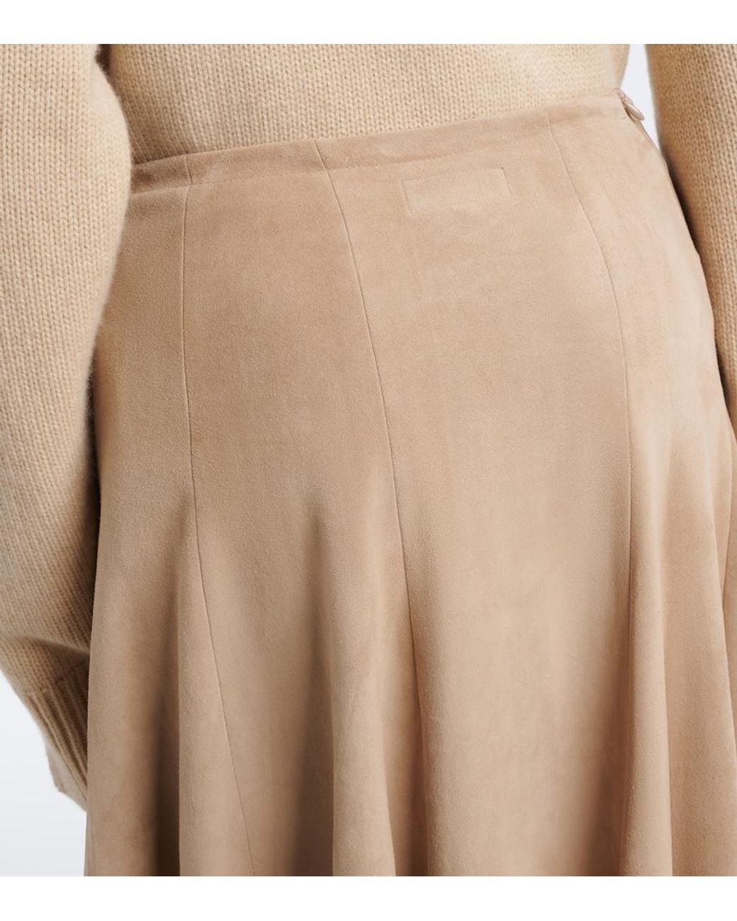 Stouls Natural Sabrina Suede Midi Skirt