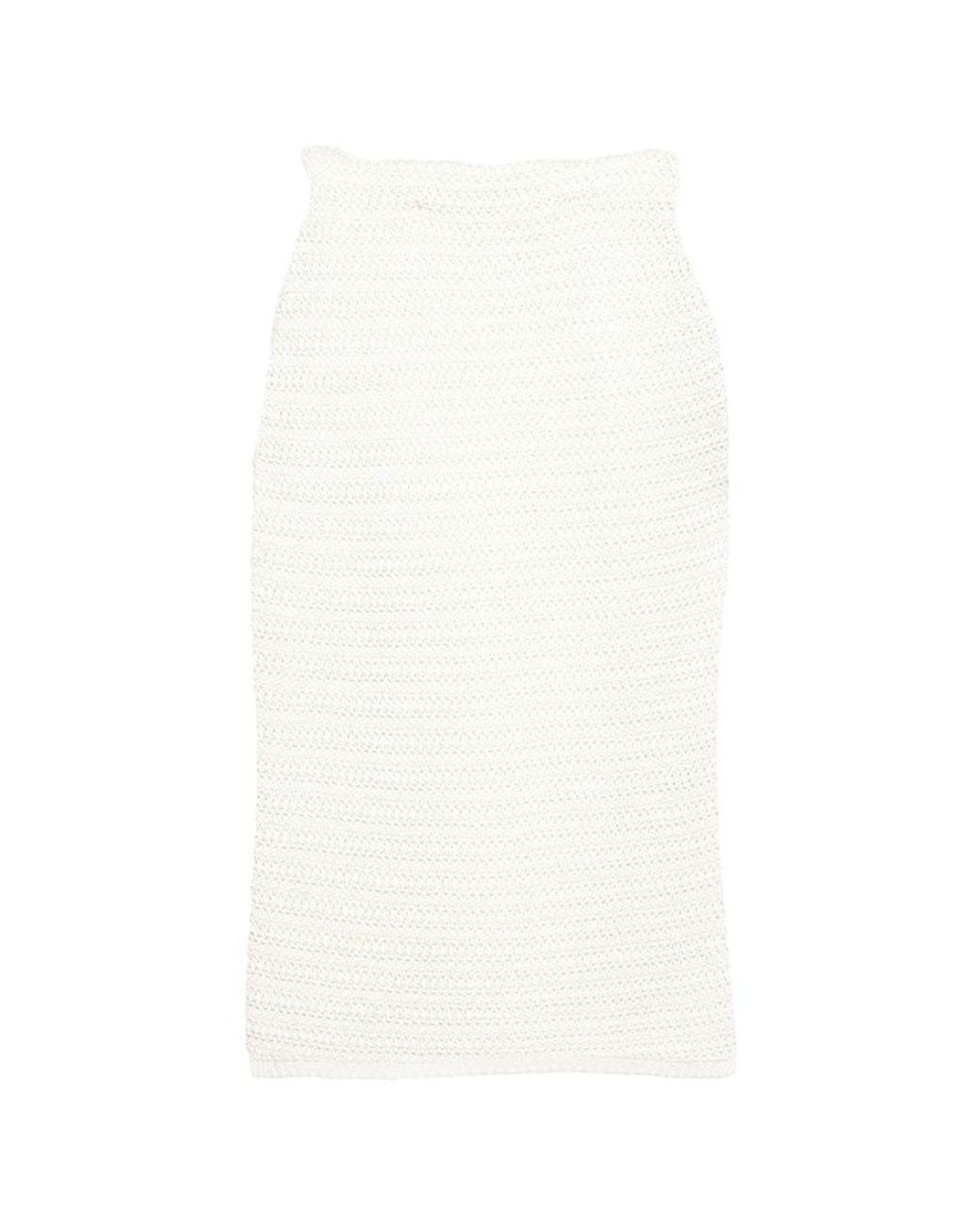 Dorothee Schumacher White Modern Textures Crochet Pencil Skirt