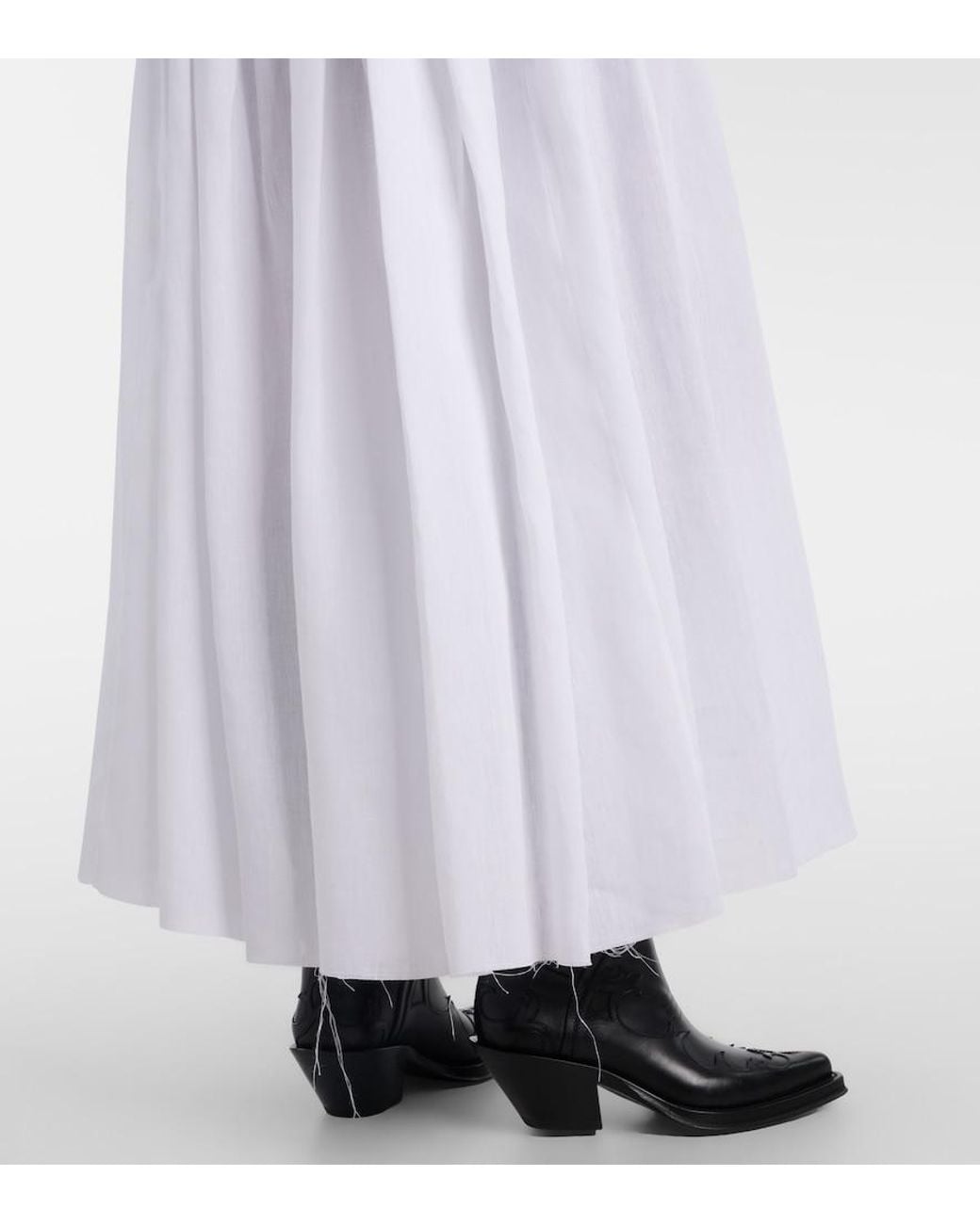 Gabriela Hearst White Juniper Gathered Linen Midi Skirt