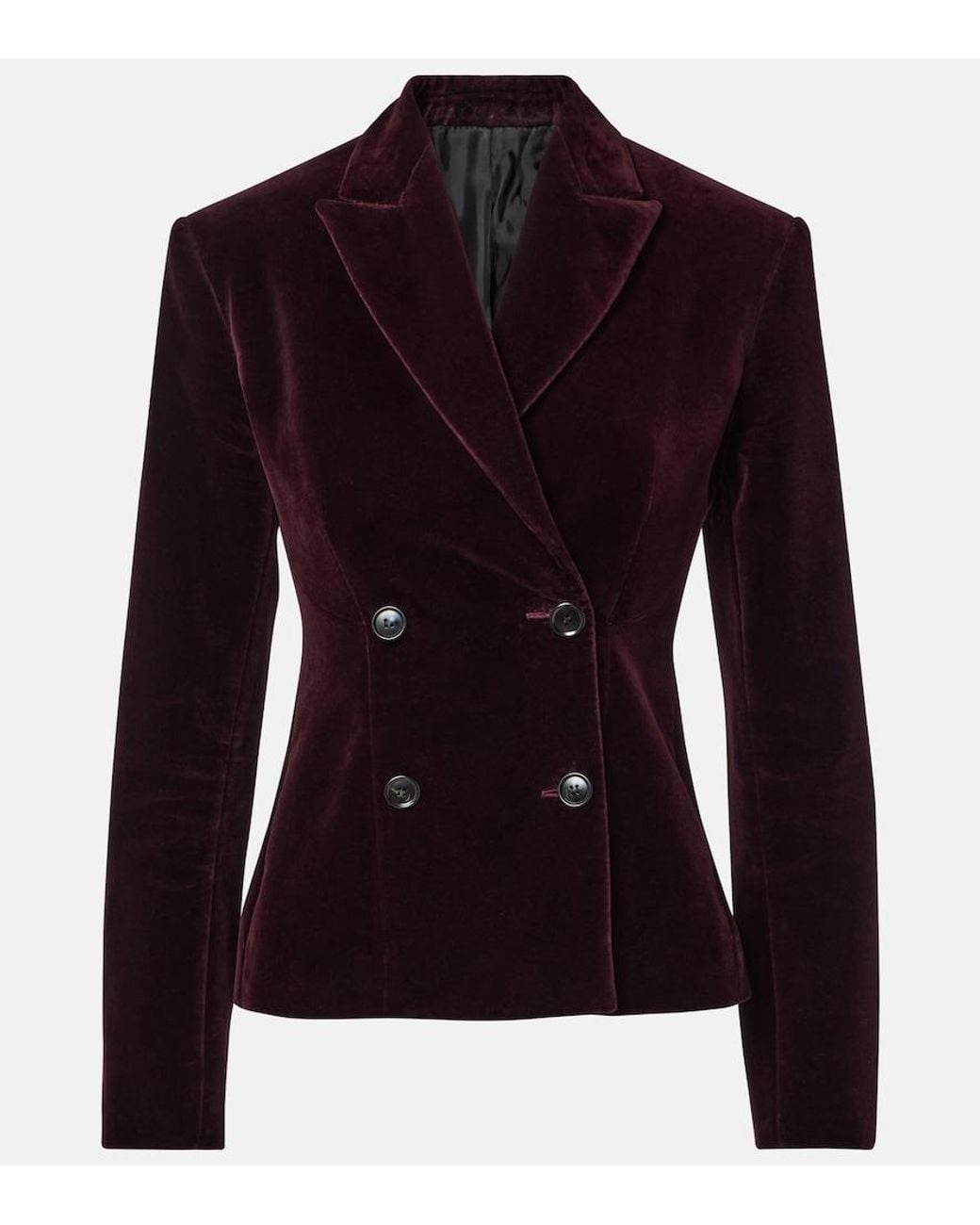 Alaïa Blue Double-Breasted Cotton Velvet Jacket