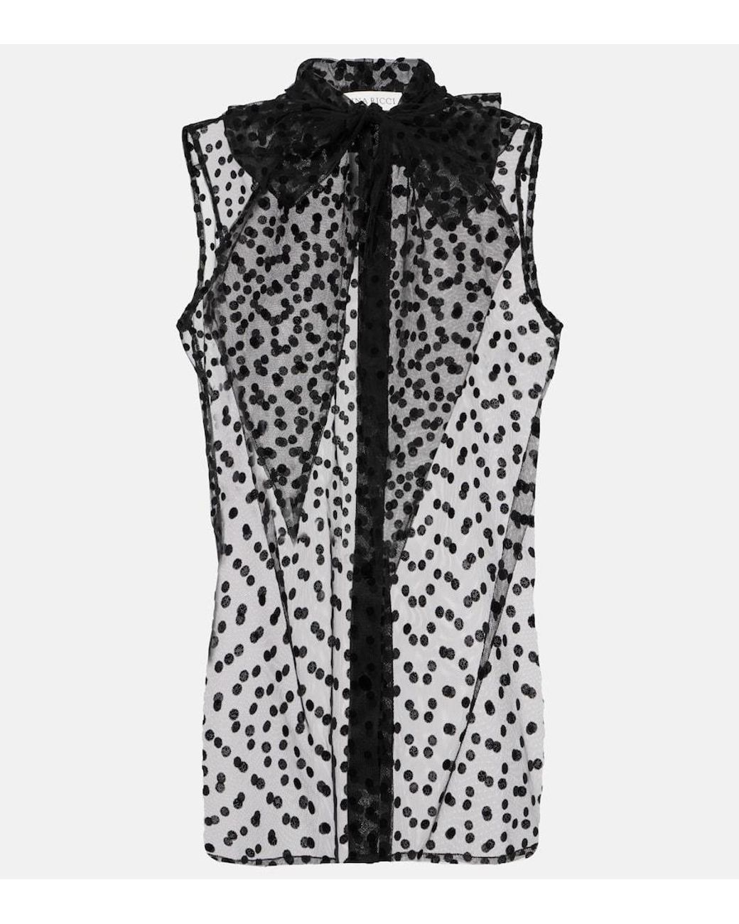 Nina Ricci Bow-Detail Tulle Shirt in Black | Lyst
