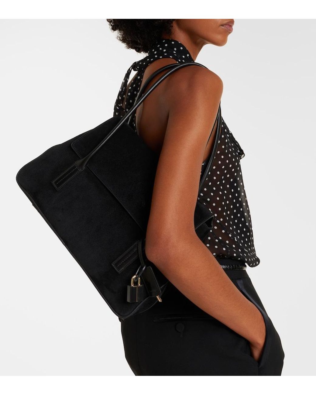 Tom Ford Black Eclipse Medium Suede Shoulder Bag