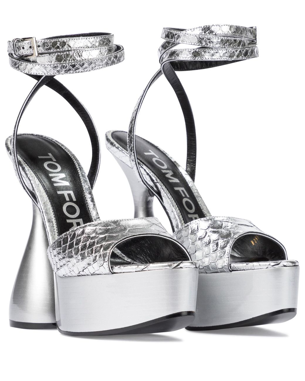 Tom Ford Disco Leather Platform Sandals in Metallic | Lyst